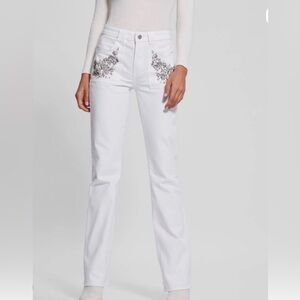 Guess Rayna Baby Boot White Jeans with Rhinestone Details SZ 29